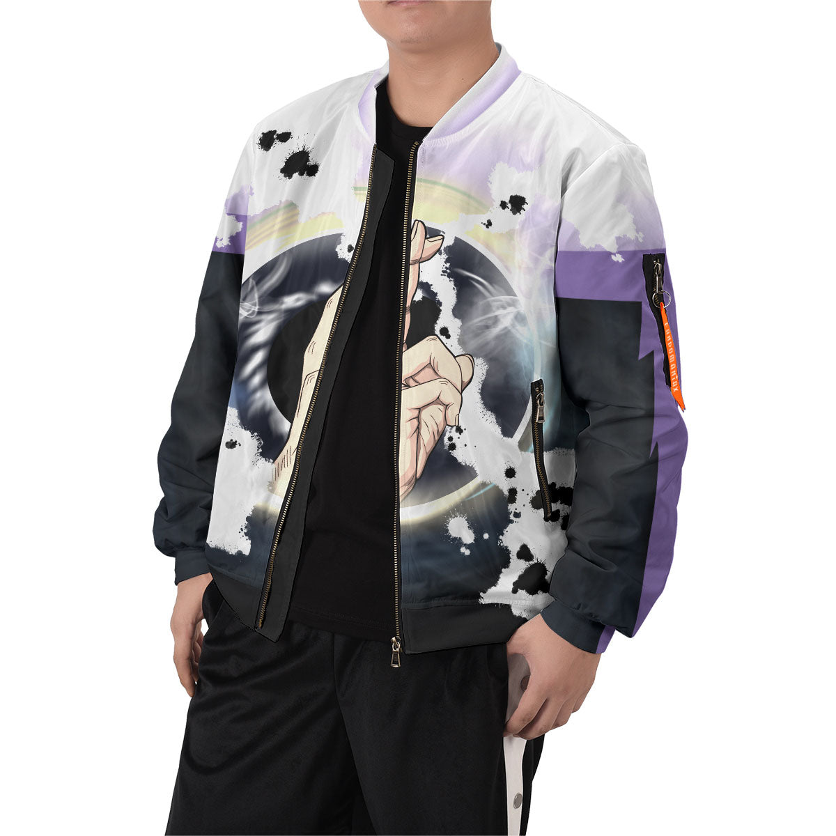 BomberJacketIGojoCursedEyes-07-boymodelfront BomberJacketIGojoCursedEyes 07 boymodelfront - Gear Anime