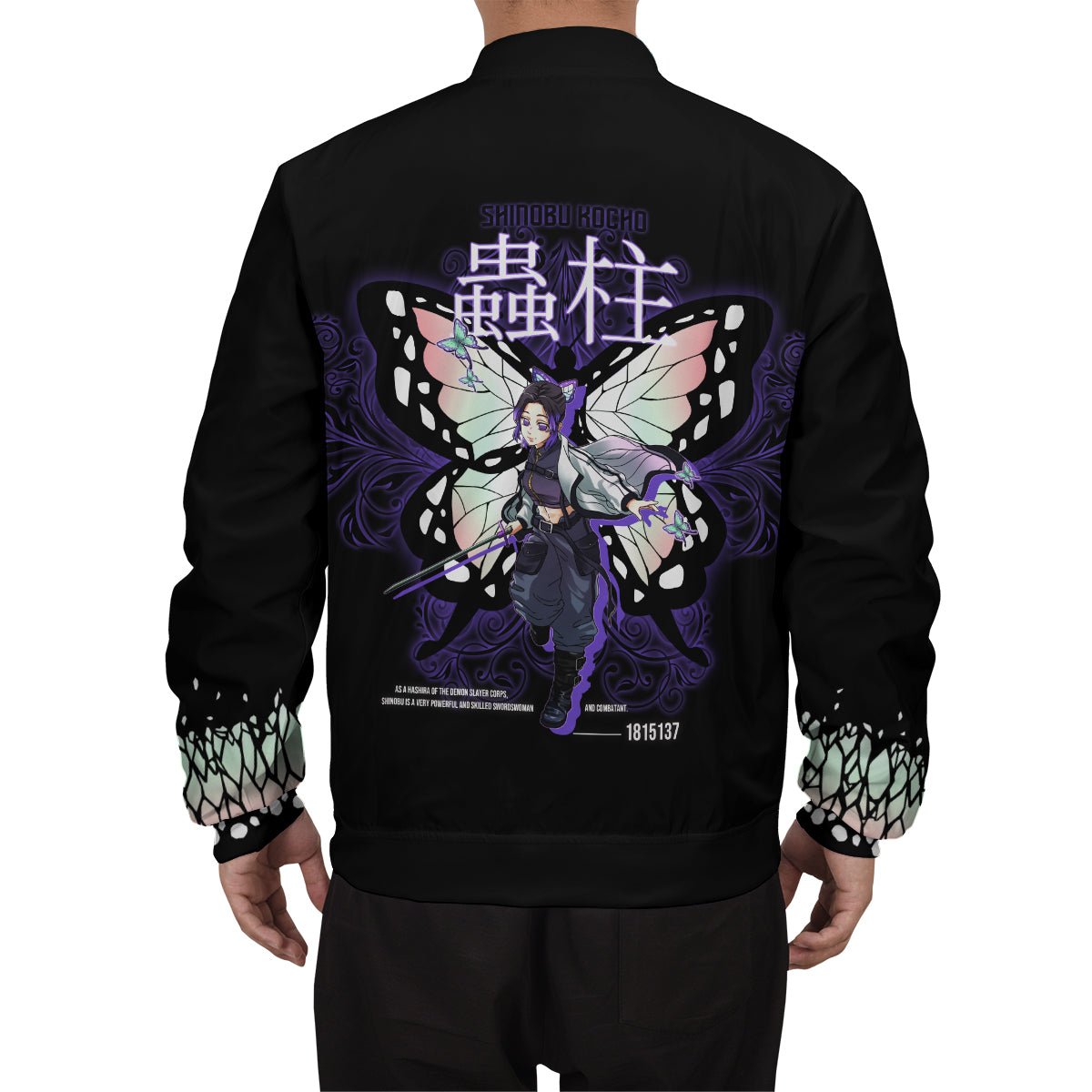 BomberJacketIHashiraShinobuStwear-08-boymodelback BomberJacketIHashiraShinobuStwear 08 boymodelback - Gear Anime