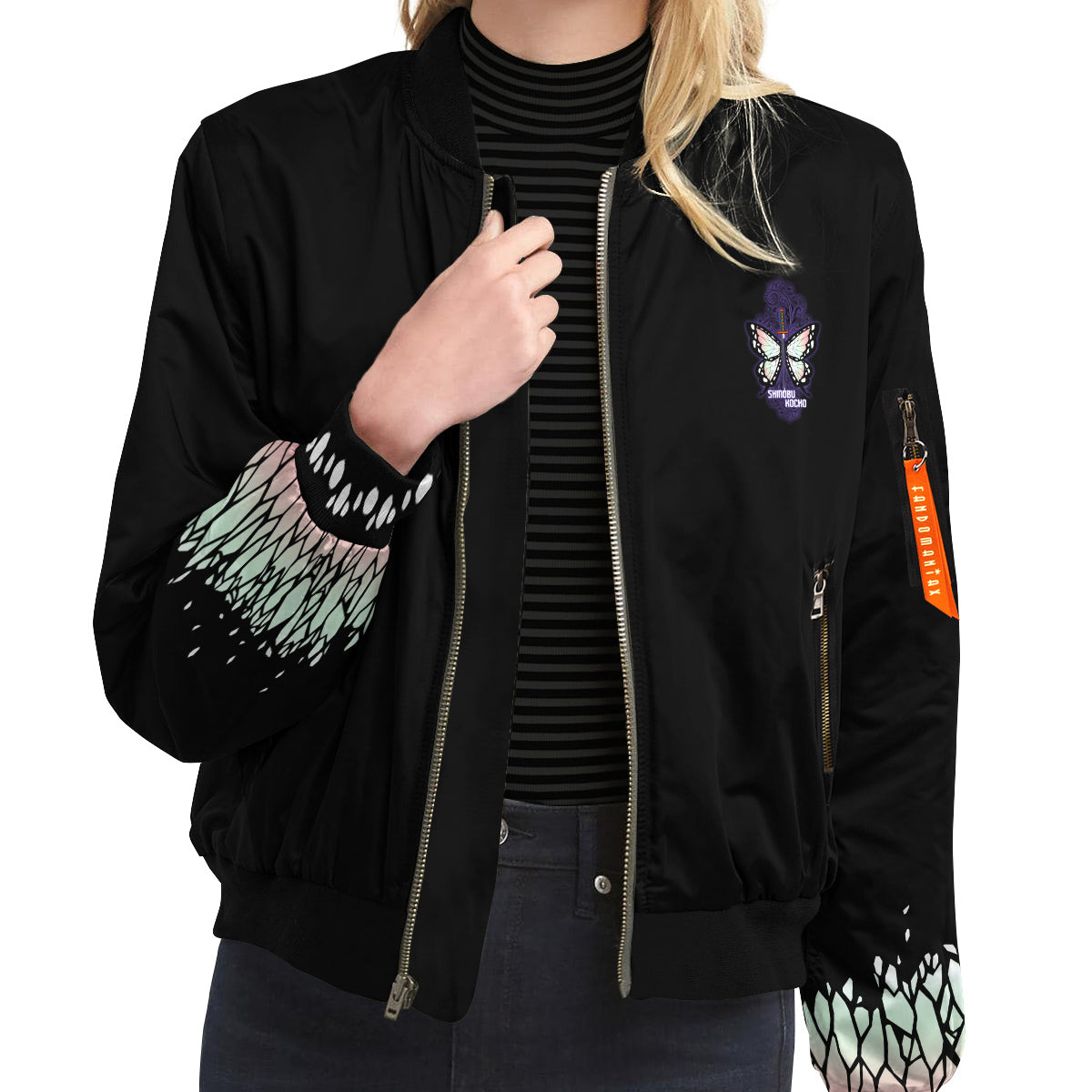 BomberJacketIHashiraShinobuStwear-09-girlmodelfront BomberJacketIHashiraShinobuStwear 09 girlmodelfront - Gear Anime