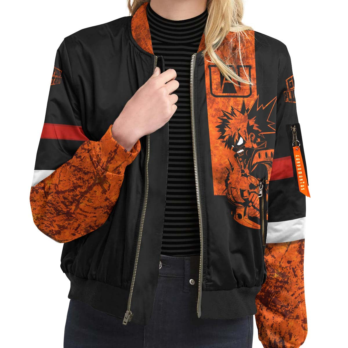 BomberJacketIKatsukiBakugou-09-girlmodelfront BomberJacketIKatsukiBakugou 09 girlmodelfront - Gear Anime