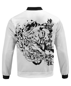Demon Slayer Jackets - Kyojuro B&W Bomber Jacket FH0709 7 - Gear Anime BomberJacketIKyojuroB W 06 back - Gear Anime