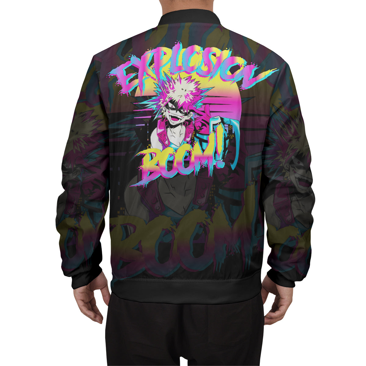 BomberJacketIRetroBakugo-08-boymodelback BomberJacketIRetroBakugo 08 boymodelback - Gear Anime