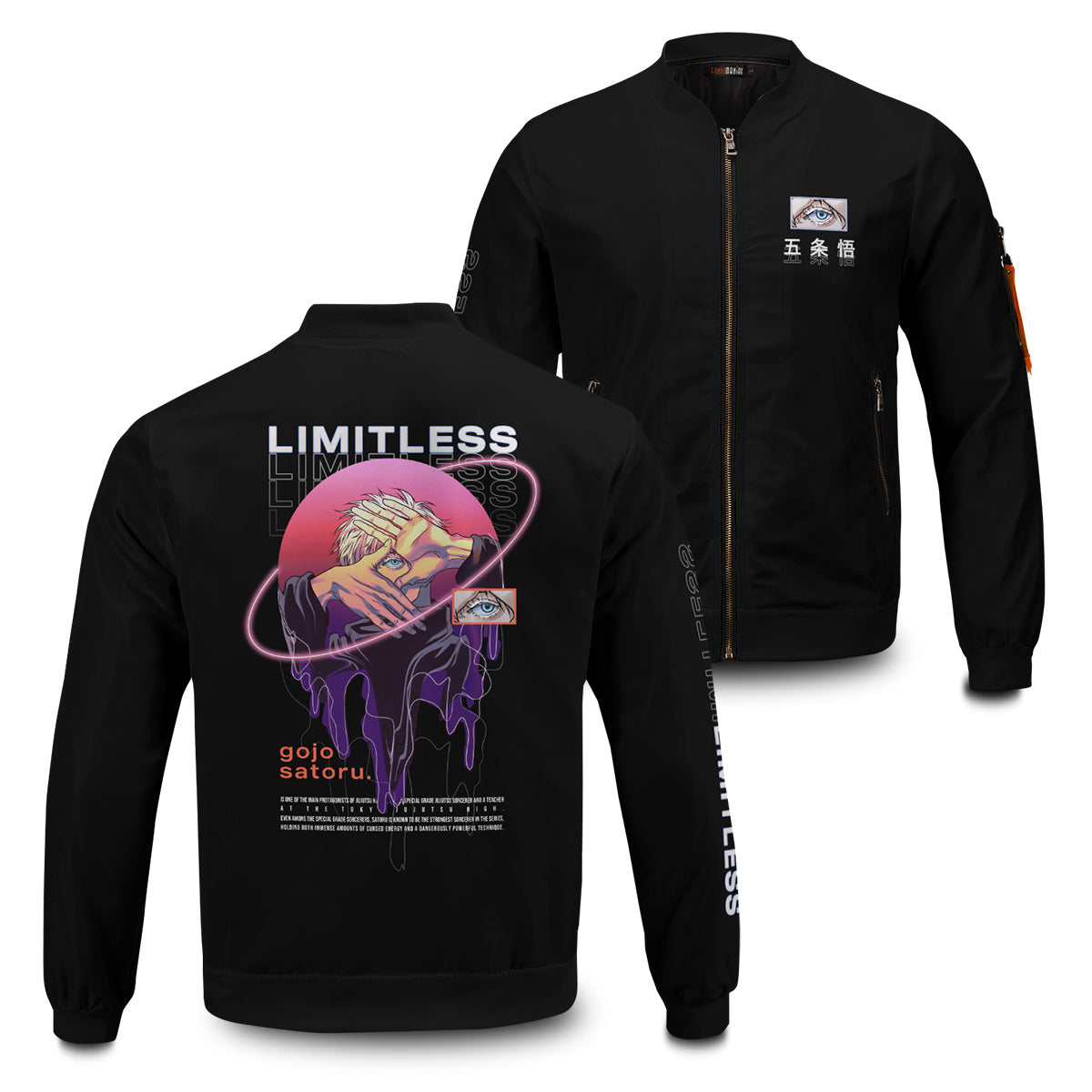 Jujutsu Kaisen Jackets - Retro Gojo Bomber Jacket FH0709 3 - Gear Anime BomberJacketIRetroGojo googlead - Gear Anime