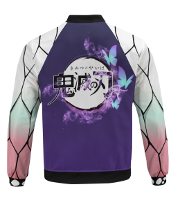 Demon Slayer Jackets - Shinobu Jersey Bomber Jacket FH0709 7 - Gear Anime BomberJacketIShinobuJersey 06 back - Gear Anime