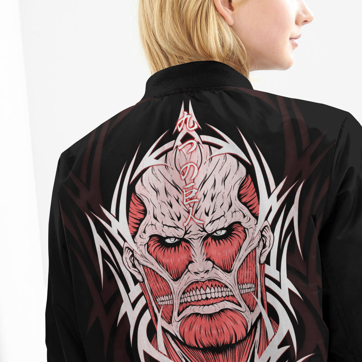 BomberJacketITribalColossalTitan-10-girlmodelback BomberJacketITribalColossalTitan 10 girlmodelback - Gear Anime