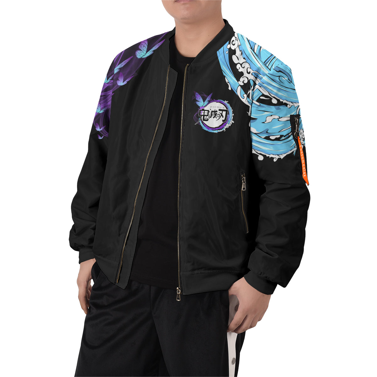 BomberJacketIYinYangGiyuShinobu-07-boymodelfront BomberJacketIYinYangGiyuShinobu 07 boymodelfront - Gear Anime