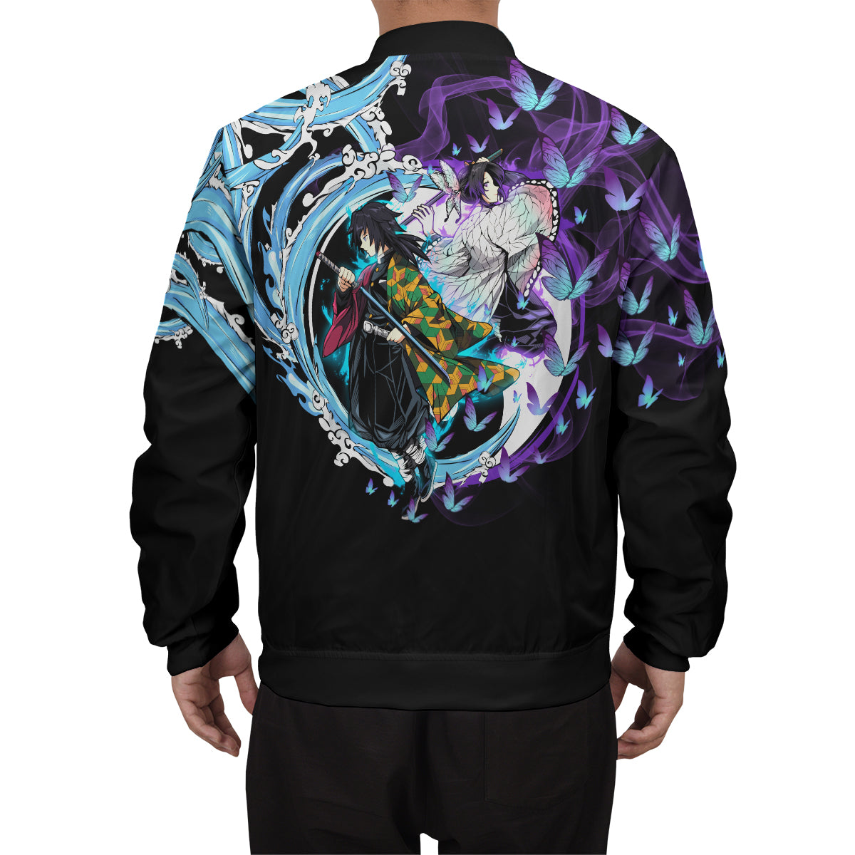 BomberJacketIYinYangGiyuShinobu-08-boymodelback BomberJacketIYinYangGiyuShinobu 08 boymodelback - Gear Anime