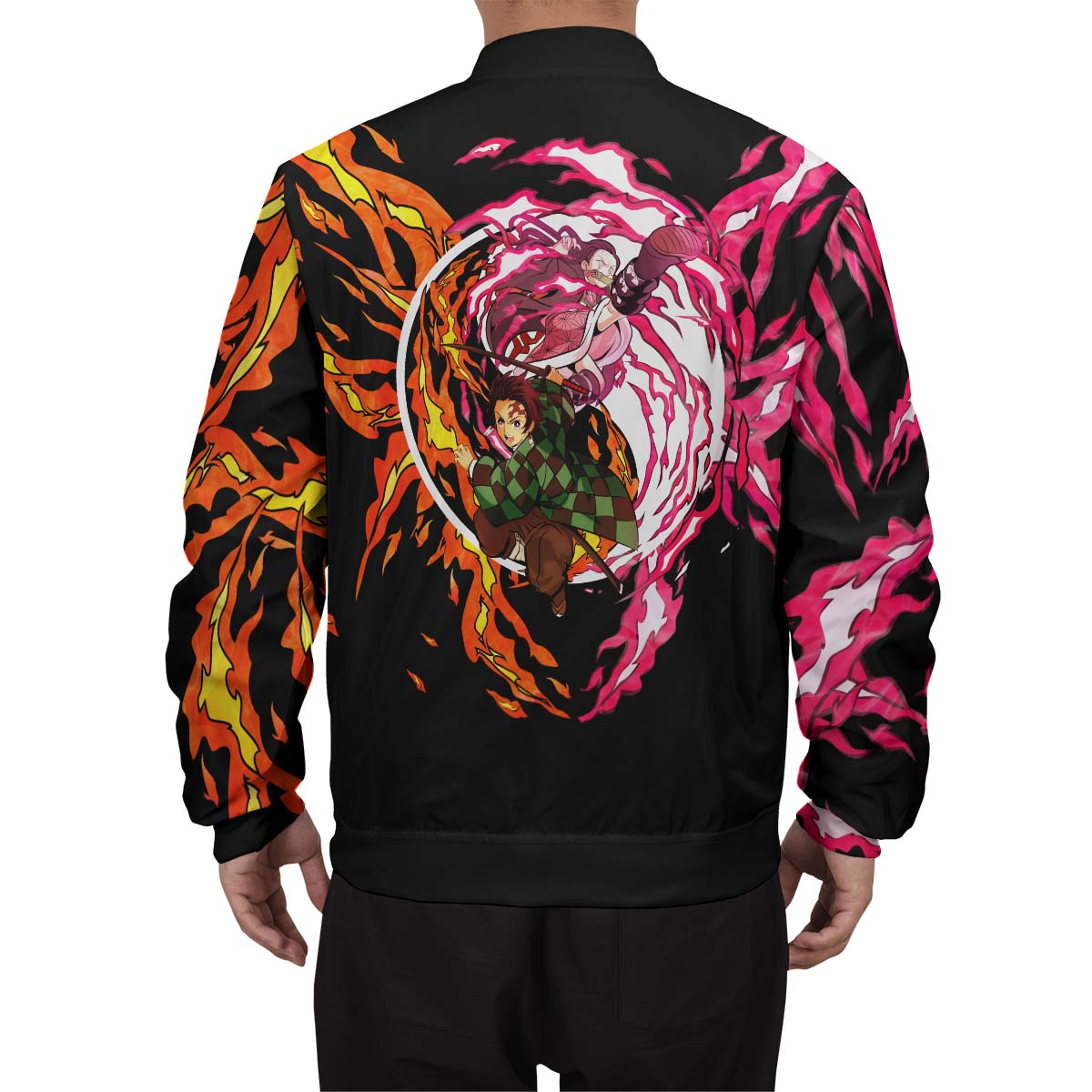BomberJacketIYinYangTanjiroNezuko-08-boymodelback BomberJacketIYinYangTanjiroNezuko 08 boymodelback - Gear Anime