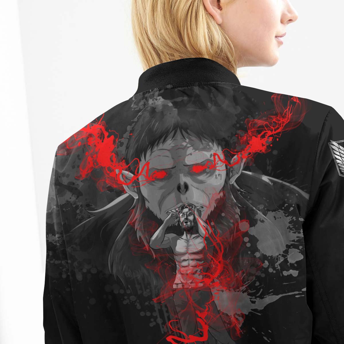 BomberJacketIZekeSummoningTitan-10-girlmodelback BomberJacketIZekeSummoningTitan 10 girlmodelback - Gear Anime
