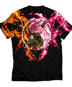 Demon Slayer T-Shirts - Yin Yang Tanjiro Nezuko Unisex T-Shirt FH0709 3 - Gear Anime T ShirtIYinYangTanjiroNezuko 02 back - Gear Anime