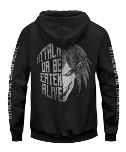Attack On Titan Hoodies - Attack Or Be Eaten Alive Unisex Zipped Hoodie FH0709 6 - Gear Anime ZippedHoodieIAttackOrBeEatenAlive 05 back - Gear Anime