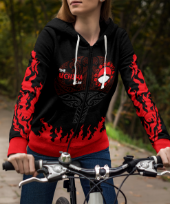 Naruto Hoodies - Scorching Uchiha Unisex Zipped Hoodie FH0709 8 - Gear Anime ZippedHoodieIScorchingUchiha femalemodel2 - Gear Anime