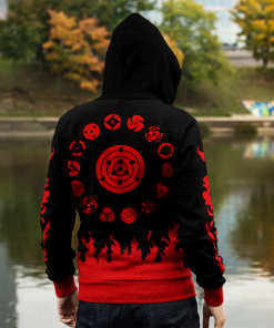 Naruto Hoodies - Scorching Uchiha Unisex Zipped Hoodie FH0709 10 - Gear Anime ZippedHoodieIScorchingUchiha malemodel2 - Gear Anime
