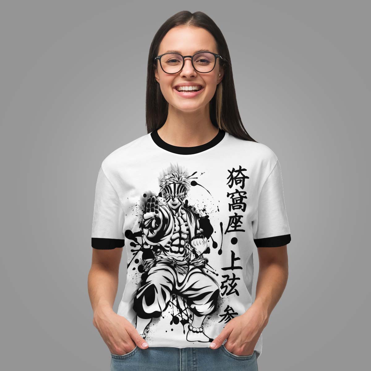 akaza-bw-unisex-t-shirt-901115 akaza bw unisex t shirt 901115 - Gear Anime