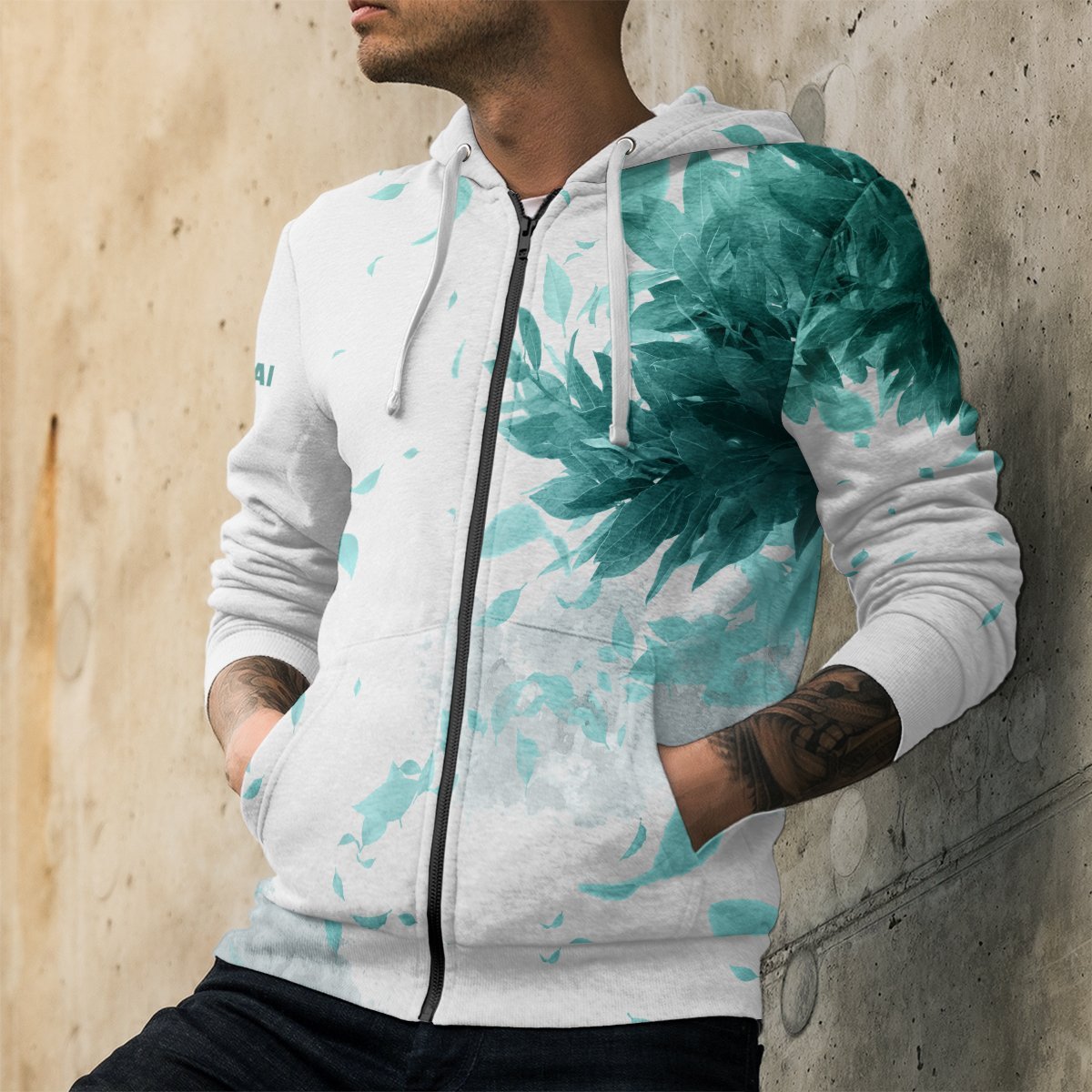 aoba-johsai-green-leaf-unisex-zipped-hoodie-754642 aoba johsai green leaf unisex zipped hoodie 754642 - Gear Anime