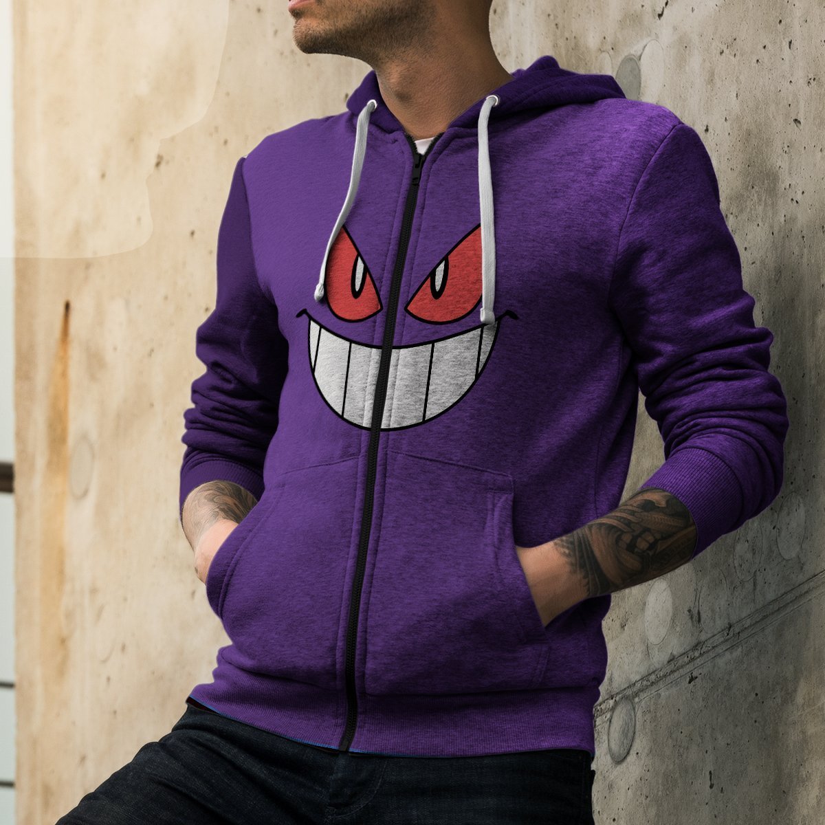 gengar-unisex-zipped-hoodie-226650 gengar unisex zipped hoodie 226650 - Gear Anime