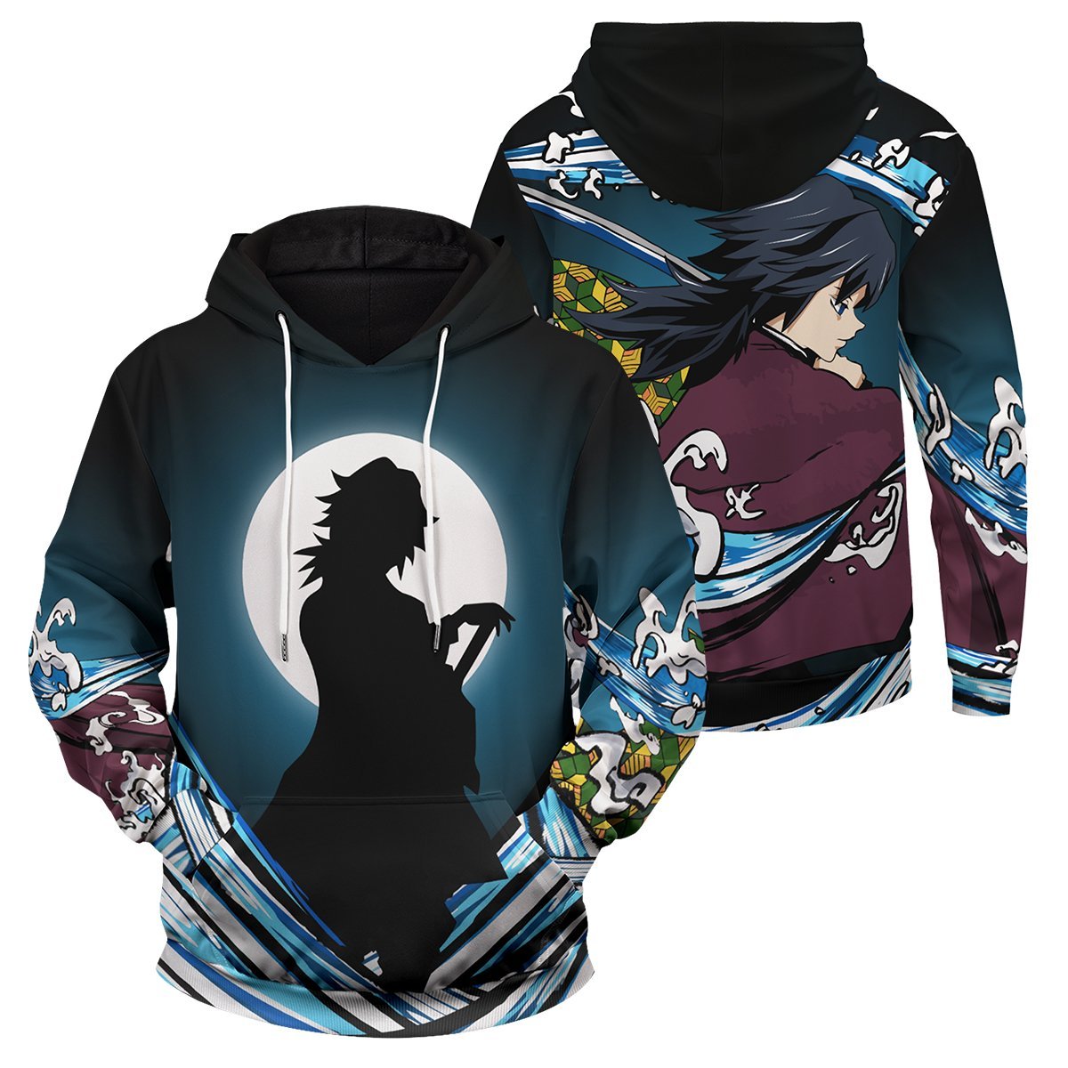 Demon Slayer Hoodies - Giyu Water Style Unisex Pullover Hoodie FH0709 8 - Gear Anime giyu water style unisex pullover hoodie 456636 - Gear Anime