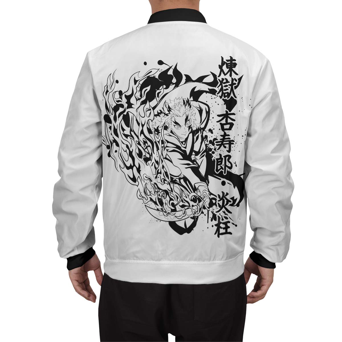 kyojuro-bw-bomber-jacket-455258 kyojuro bw bomber jacket 455258 - Gear Anime
