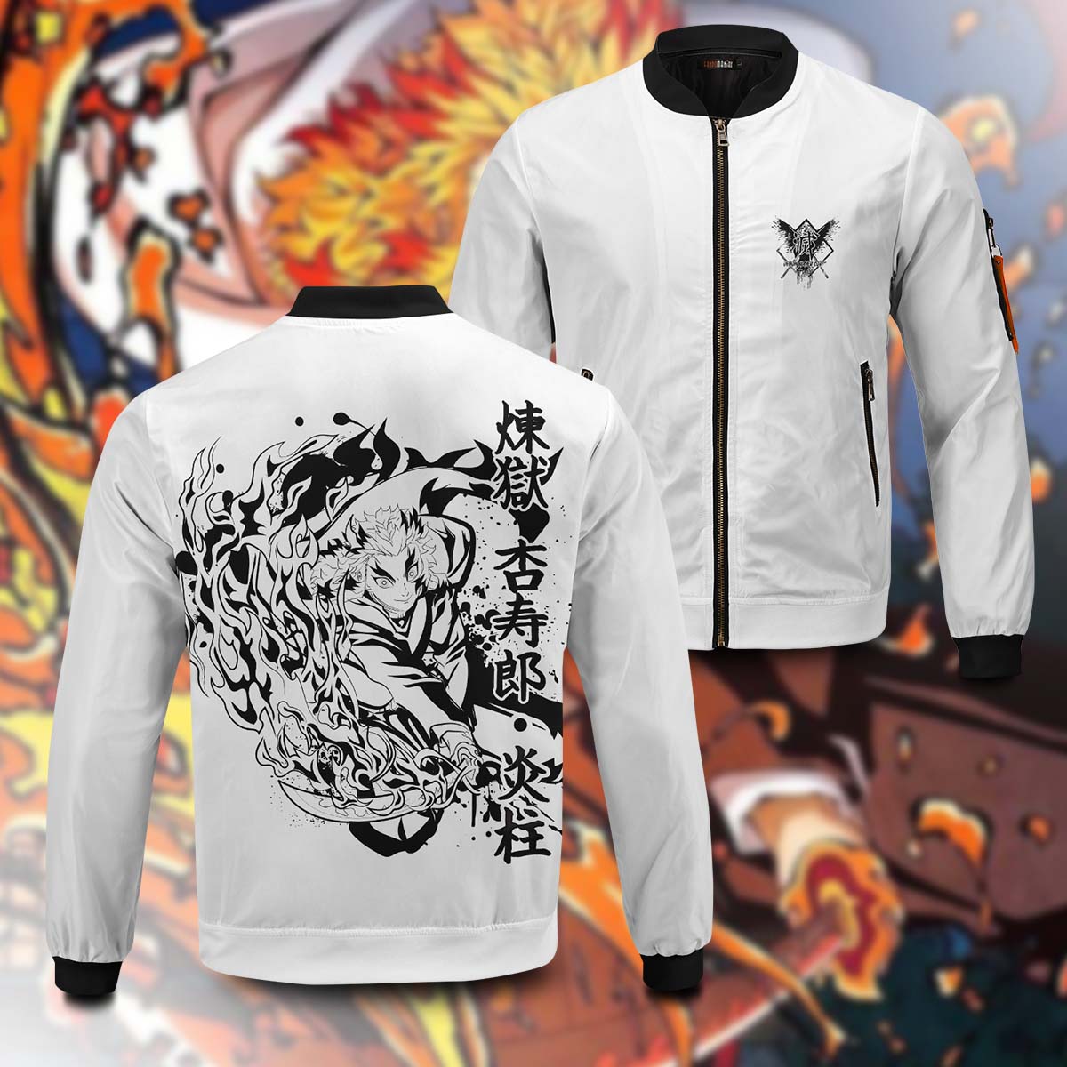 kyojuro-bw-bomber-jacket-783296 kyojuro bw bomber jacket 783296 - Gear Anime