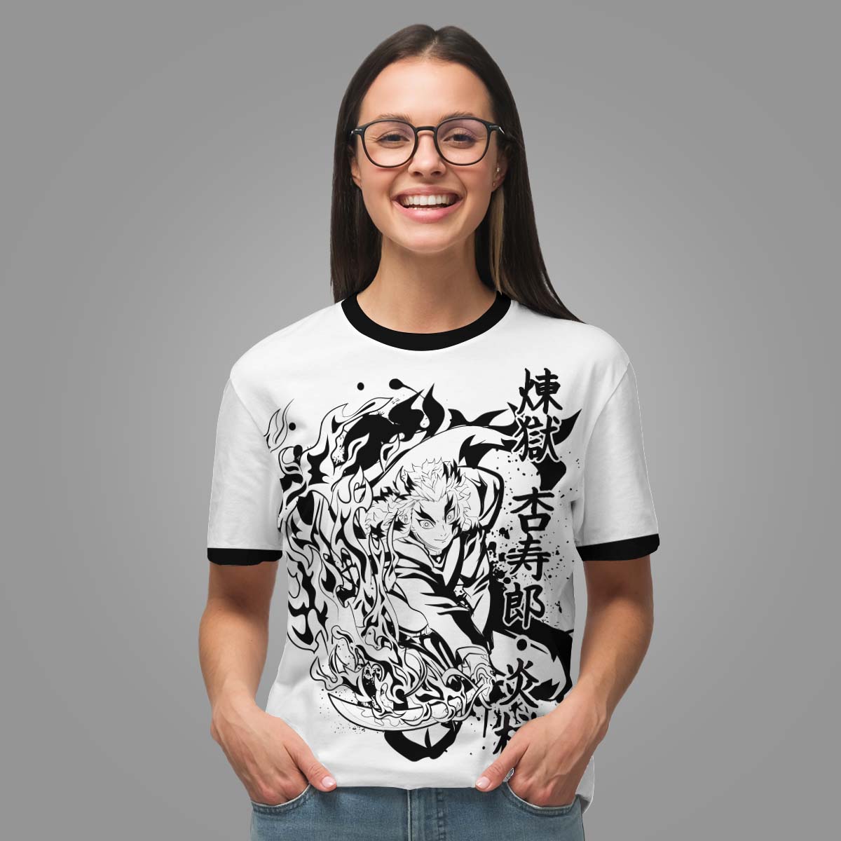 kyojuro-bw-unisex-t-shirt-378673 kyojuro bw unisex t shirt 378673 - Gear Anime