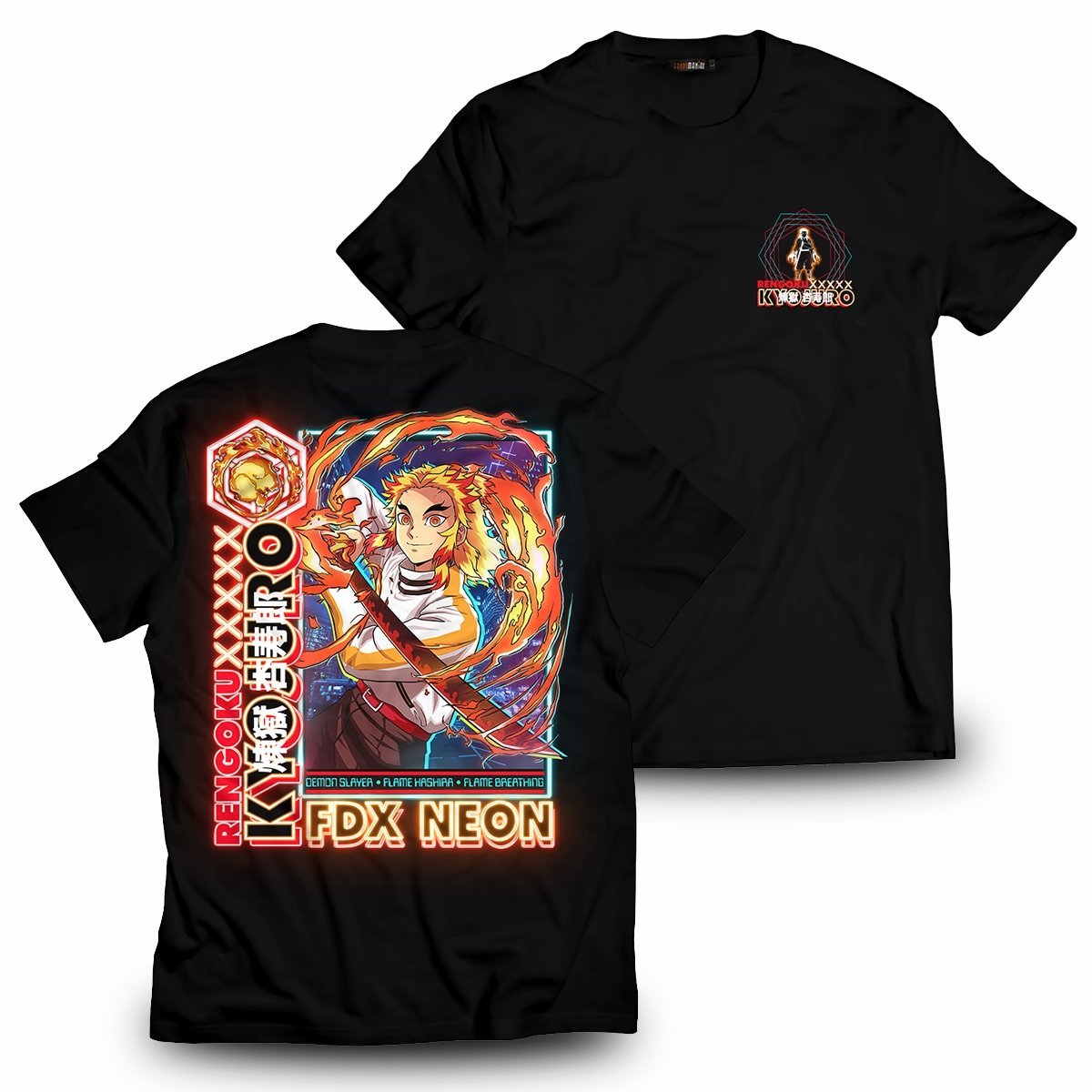 Demon Slayer T-Shirts - Kyojuro Neon Unisex T-Shirt FH0709 11 - Gear Anime kyojuro neon unisex t shirt 853242 - Gear Anime