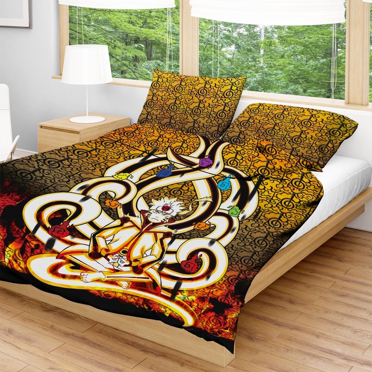 nine-tails-chakra-mode-bedding-set-224401 nine tails chakra mode bedding set 224401 - Gear Anime