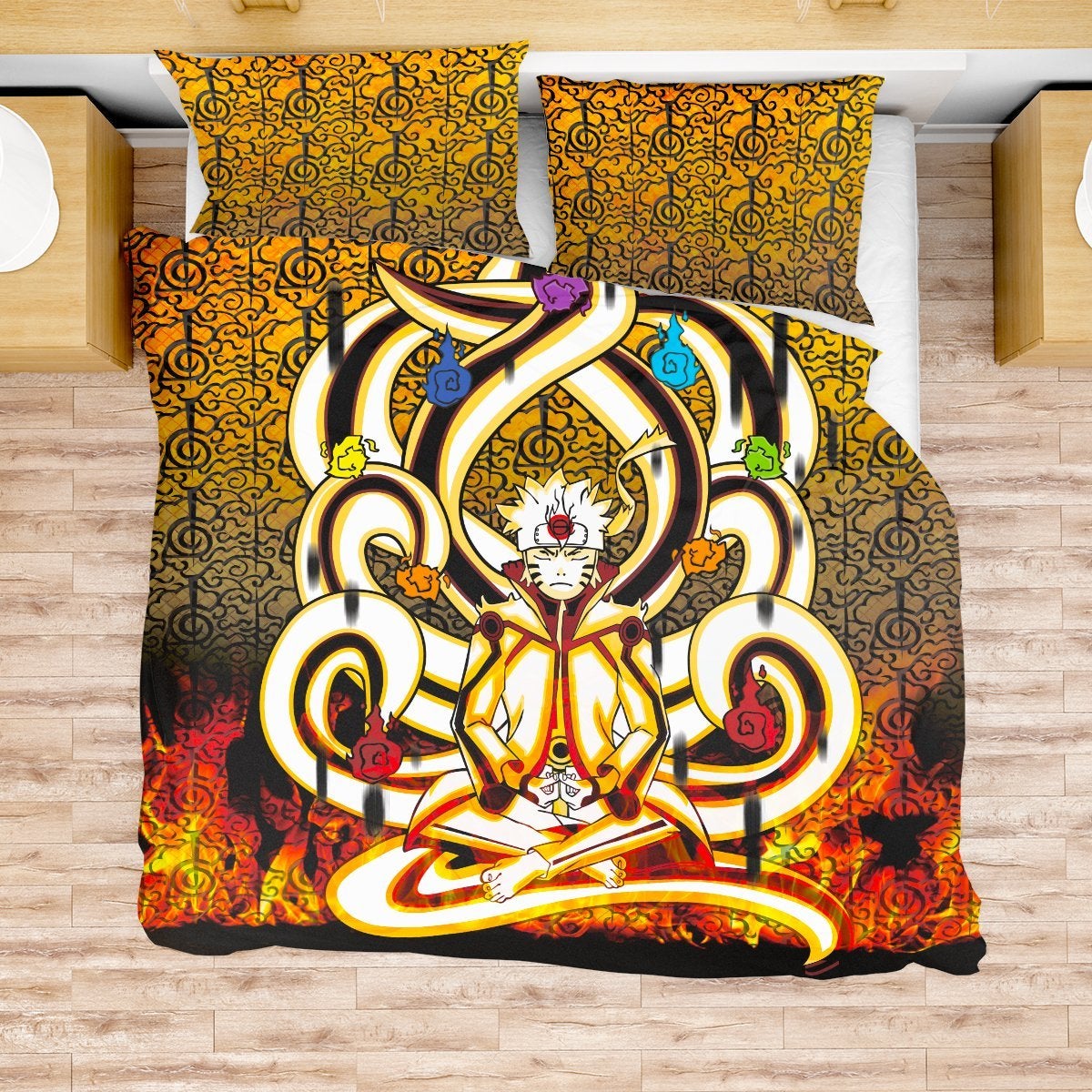 nine-tails-chakra-mode-bedding-set-241113 nine tails chakra mode bedding set 241113 - Gear Anime