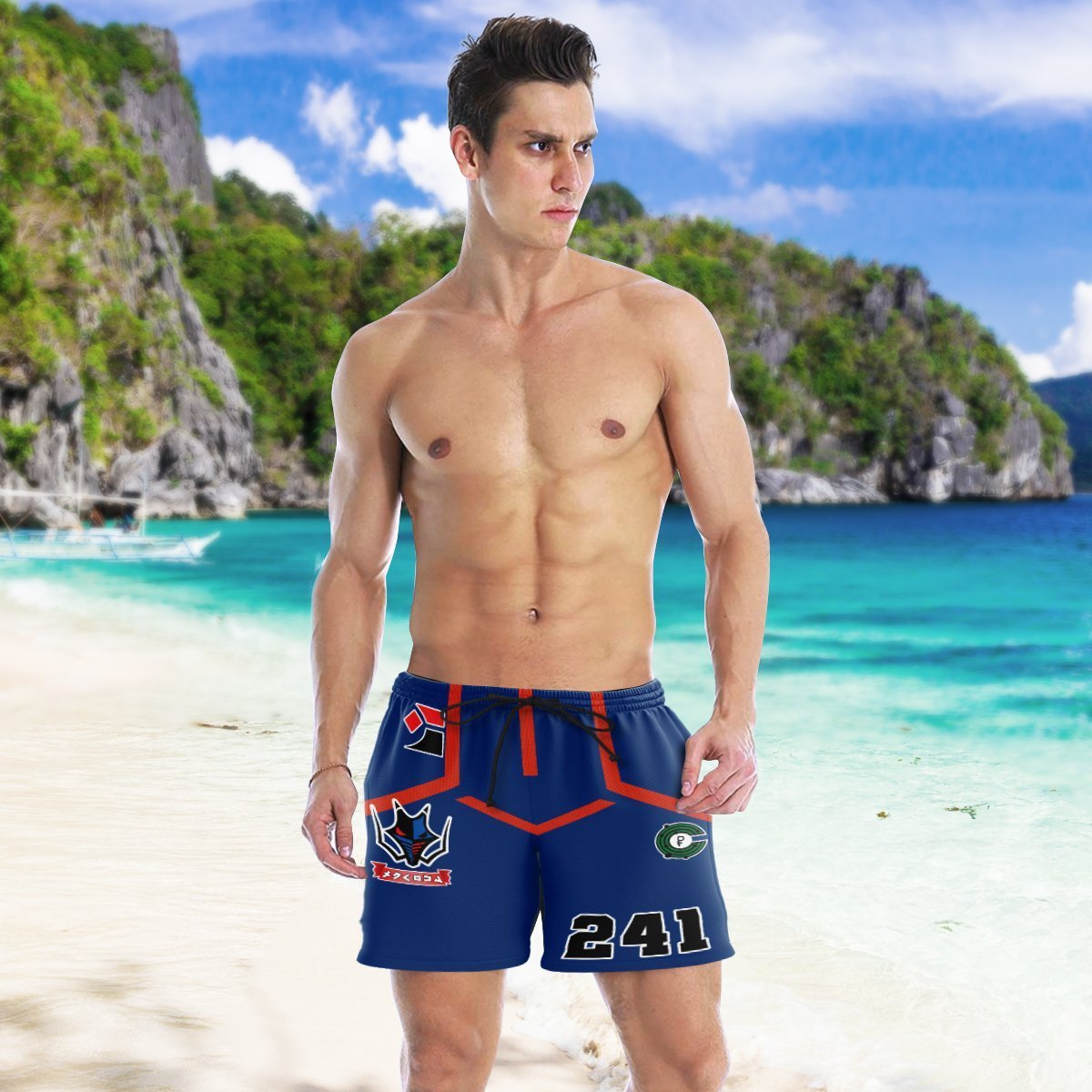 poke-dragon-uniform-beach-shorts-793018 poke dragon uniform beach shorts 793018 - Gear Anime