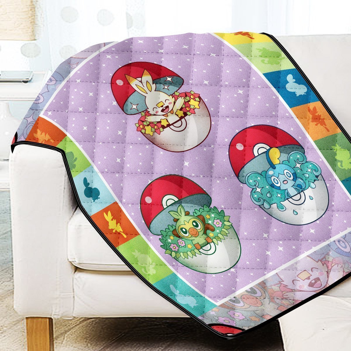poke-sword-shield-quilt-blanket-994403 poke sword shield quilt blanket 994403 - Gear Anime