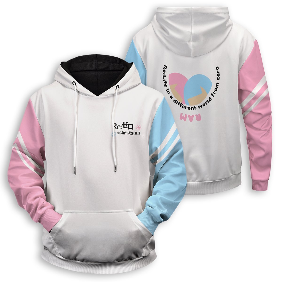 Re Zero Hoodies - Re: Zero Rem Ram Unisex Pullover Hoodie FH0709 10 - Gear Anime re zero rem ram unisex pullover hoodie 121970 - Gear Anime