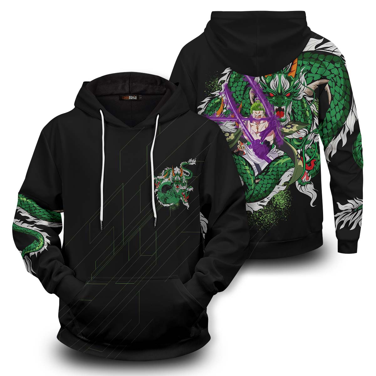 One Piece Hoodies - Roronoa Zoro STwear Unisex Pullover Hoodie FH0709 13 - Gear Anime roronoa zoro stwear unisex pullover hoodie 295036 - Gear Anime