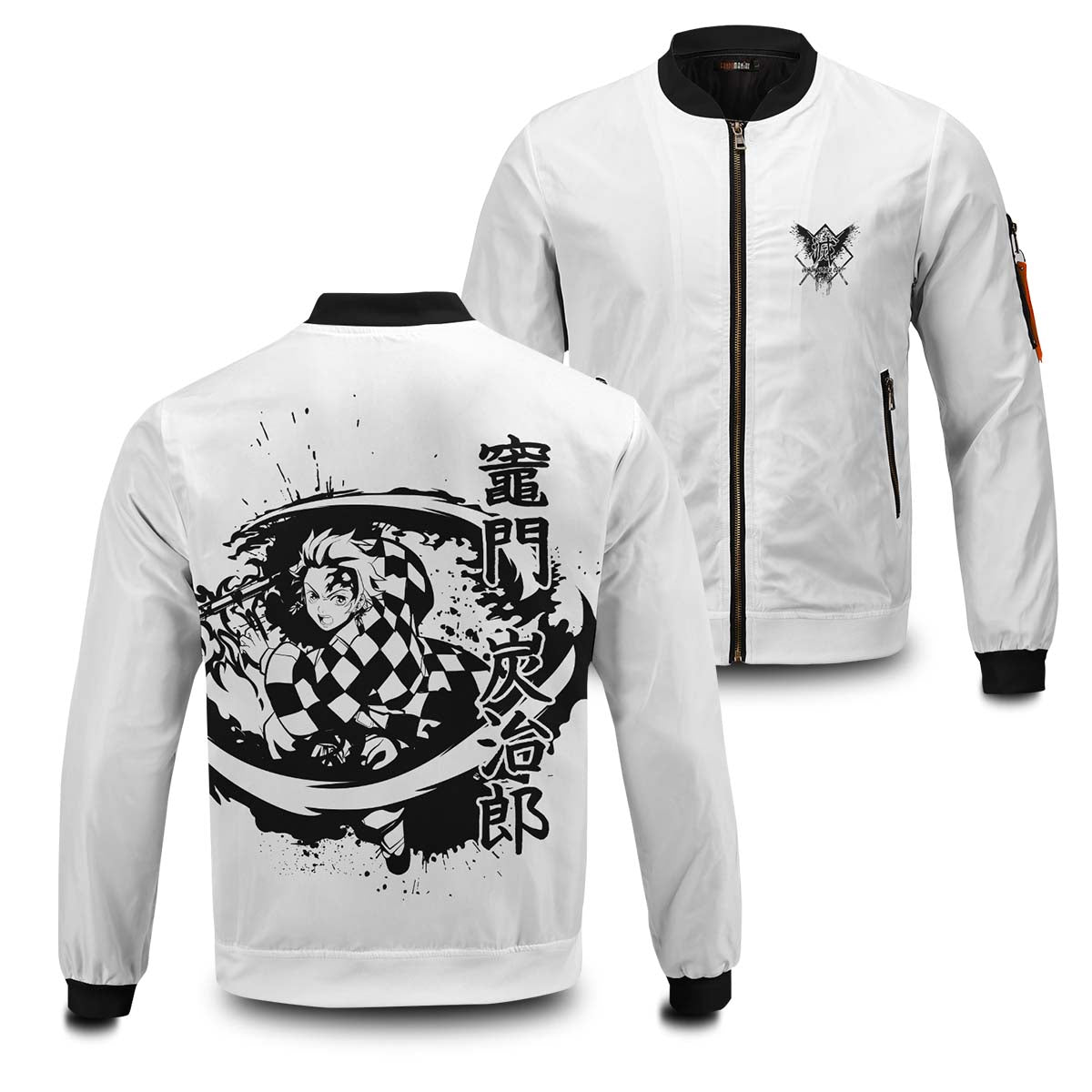 Demon Slayer Jackets - Tanjiro B&W Bomber Jacket FH0709 7 - Gear Anime tanjiro bw bomber jacket 206154 - Gear Anime