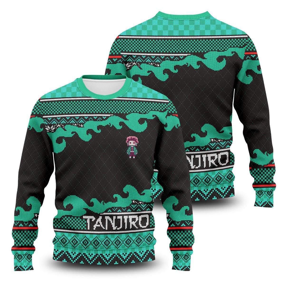 tanjiro christmas unisex wool sweater 459341 - Gear Anime