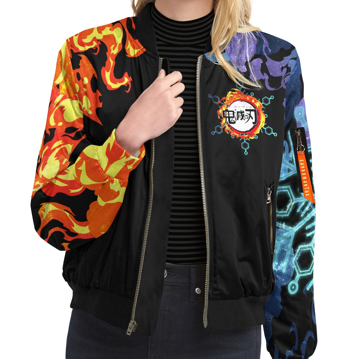 yin-yang-rengoku-akaza-bomber-jacket-408408 yin yang rengoku akaza bomber jacket 408408 - Gear Anime