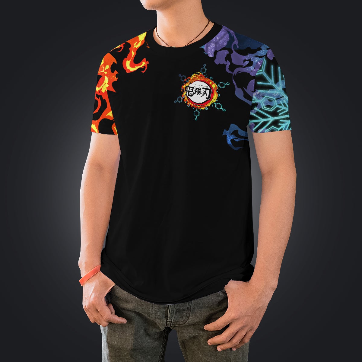 yin-yang-rengoku-akaza-unisex-t-shirt-453382 yin yang rengoku akaza unisex t shirt 453382 - Gear Anime